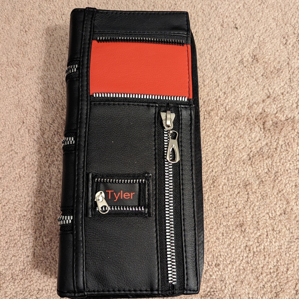 Custom Steam Deck Case- Handmade Red and Black, has the name Tyler on the front